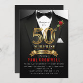 Surprise 50e anniversaire Tuxedo Invitation (Devant / Derrière)