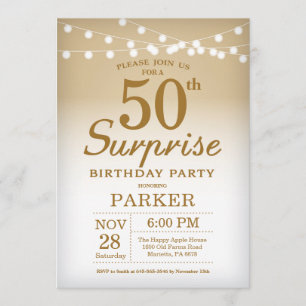 Surprise 50th Birthday Invitation Gold Kaart