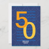 SURPRISE 50th Modern Birthday Blue en Gold R432 Kaart (Achterkant)