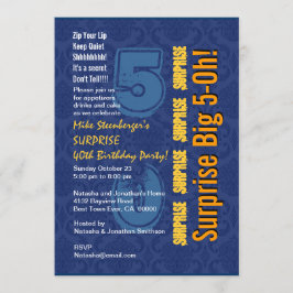 SURPRISE 50th Modern Birthday Blue en Gold R432 Kaart