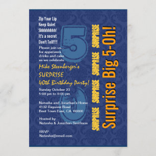 SURPRISE 50th Modern Birthday Blue en Gold R432 Kaart