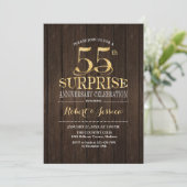 Surprise 55th Wedding Jubileum - Wood Gold Kaart (Staand voorkant)