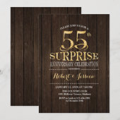Surprise 55th Wedding Jubileum - Wood Gold Kaart (Voorkant / Achterkant)
