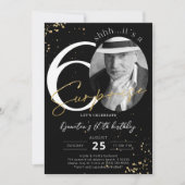 Surprise 60e anniversaire Black Gold Invitation ph (Devant)