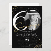 Surprise 60e anniversaire Black Gold Invitation ph (Devant / Derrière)
