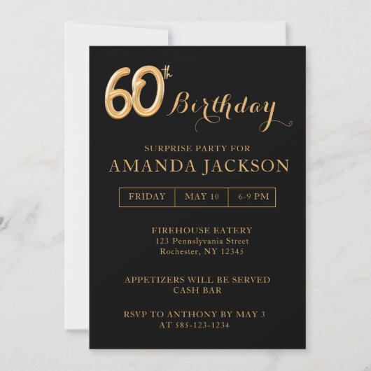 Surprise 60e anniversaire de fête Invitation (Devant)