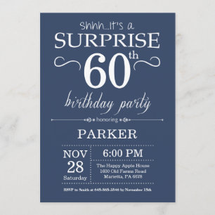 Surprise 60e anniversaire Invitation Blue