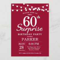 Surprise 60e anniversaire Invitation Bourgogne Rou