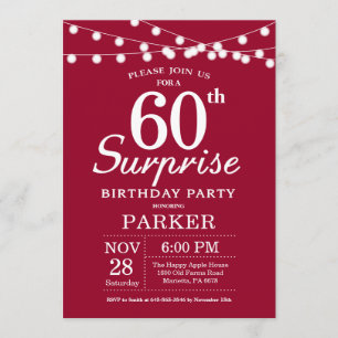 Surprise 60e anniversaire Invitation Bourgogne Rou