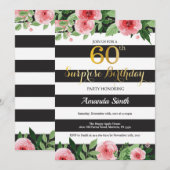 Surprise 60e anniversaire Invitation Femmes Floral (Devant / Derrière)