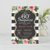 Surprise 60e anniversaire Invitation Femmes Floral (Debout devant)