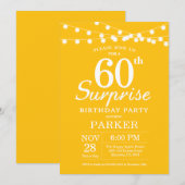 Surprise 60e anniversaire Invitation Jaune (Devant / Derrière)