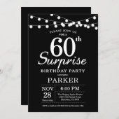 Surprise 60e anniversaire Invitation noir et blanc (Devant / Derrière)
