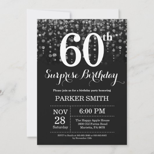 Surprise 60e anniversaire Invitation Parties scint (Devant)