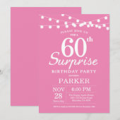 Surprise 60e anniversaire Invitation rose (Devant / Derrière)
