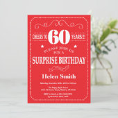 Surprise 60e anniversaire Invitation rouge et blan (Debout devant)