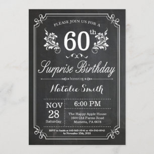 Surprise 60e anniversaire Invitation Tableau de bo