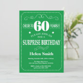 Surprise 60e anniversaire Invitation Vert et Blanc (Debout devant)