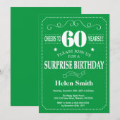 Surprise 60e anniversaire Invitation Vert et Blanc (Devant / Derrière)