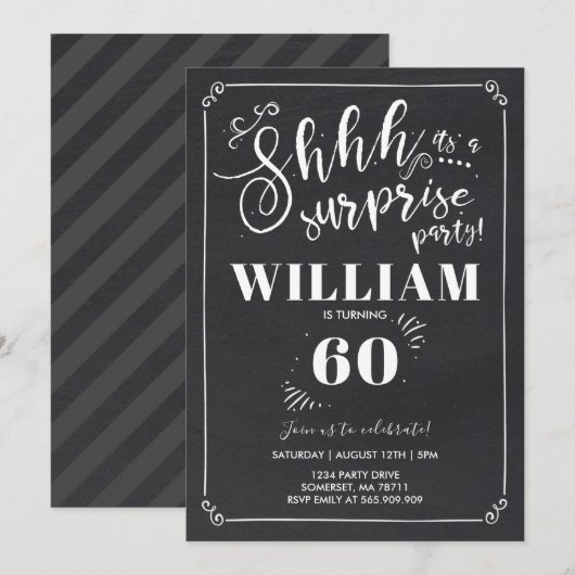 Surprise 60e anniversaire Invitation Vintage Surpr (Devant / Derrière)