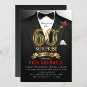Surprise 60e anniversaire Tuxedo Invitation (Devant / Derrière)