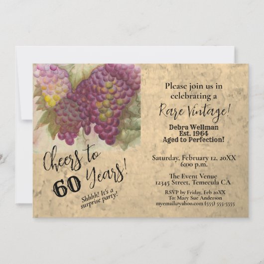 Surprise 60e Anniversaire Vin Thème Invitation (Devant)