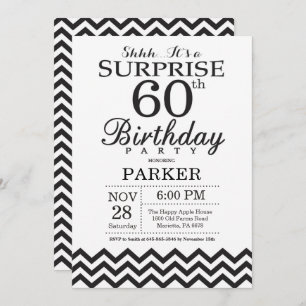 Surprise 60th Birthday Invitation Black Chevron Kaart