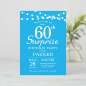 Surprise 60th Birthday Invitation Blue Kaart (Staand voorkant)