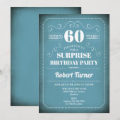 Surprise 60th Birthday Invitation - Blue White Kaart (Voorkant / Achterkant)