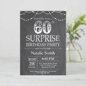 Surprise 60th Birthday Invitation Chalkboard Kaart (Staand voorkant)