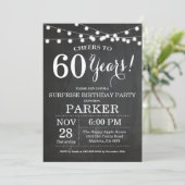Surprise 60th Birthday Invitation Chalkboard Kaart (Staand voorkant)