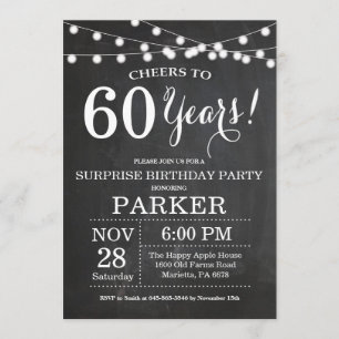 Surprise 60th Birthday Invitation Chalkboard Kaart