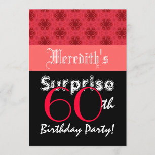 SURPRISE 60th Birthday Red and Black Stars L001 Kaart