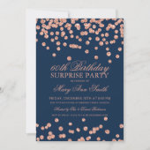 Surprise 60th Birthday Roos Gold Glitter Navy Blue Kaart (Voorkant)