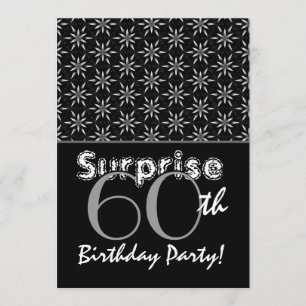 SURPRISE 60th Birthday Silver and Black Stars Kaart