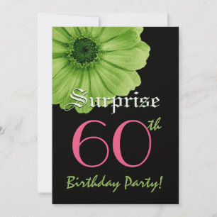 SURPRISE 60th Birthday Sjabloon Lime Green Daisy Kaart