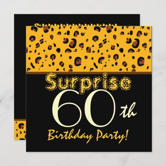 SURPRISE 60th Birthday Trendy Gold Black Leopard Kaart (Voorkant / Achterkant)