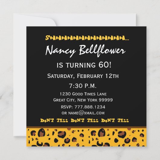 SURPRISE 60th Birthday Trendy Gold Black Leopard Kaart (Achterkant)