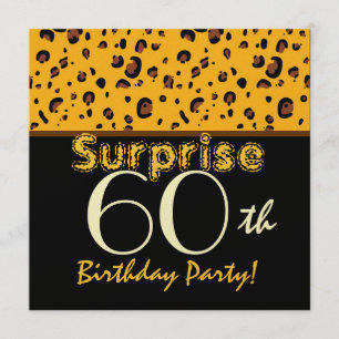 SURPRISE 60th Birthday Trendy Gold Black Leopard Kaart