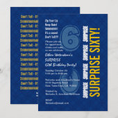 SURPRISE 60th Modern Birthday Blue and Gold V003 Kaart (Voorkant / Achterkant)