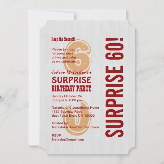 SURPRISE 60th Modern Birthday Whitewash Wood A07 Kaart (Voorkant)