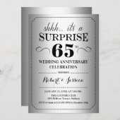 Surprise 65th Wedding Jubileum - Zilver Zwart Kaart (Voorkant / Achterkant)