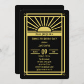 Surprise 70e anniversaire Invitation Art Déco (Devant / Derrière)