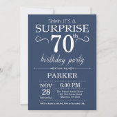 Surprise 70e anniversaire Invitation Bleu (Devant)