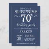 Surprise 70e anniversaire Invitation Bleu (Devant / Derrière)