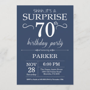 Surprise 70e anniversaire Invitation Bleu