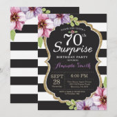 Surprise 70e anniversaire Invitation Floral Gold (Devant / Derrière)