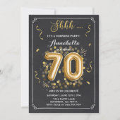 Surprise 70e anniversaire Invitation Gold Chalkboa (Devant)