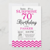 Surprise 70e anniversaire Invitation Hot Pink Chev (Devant)