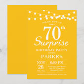 Surprise 70e anniversaire Invitation Jaune (Devant / Derrière)